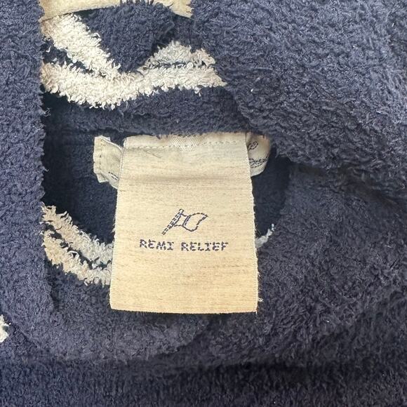 Remi Relief Blue Plush Hoodie Made in Japan Pullover sz L Japan=M US - Picture 3 of 6